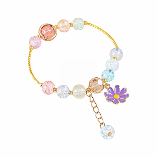 Xmiral Bracelet en de cristal Bracelets en strass Bijoux colorés Fleur de Multi perles Style Accessoires faits à la main Perles de de mode Chaîne de main en cristal de fraise Choix Anneaux