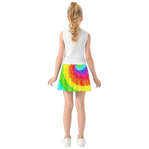 Cute Comfy Athletic Shorts Girls Skorts Tennis Skirts Toddler Butterfly Vibrant Tie Dye Rainbow Colors 4t4