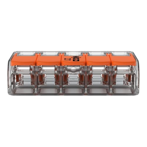 Image of WAGO 221-415 | Pack of 8 | 5-Conductor Compact | Quick & Safe Electrical Wire Connector for Solid, Stranded & Flexible Wires | Transparent Housing