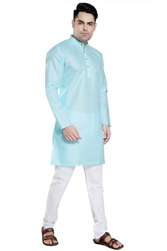 Image of DIVISIVE Men's Plain Cotton Blend Linen Slim Fit Kurta Pyjama Set
