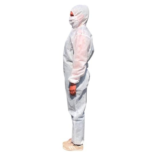 Combinaison jetable Blanche Homme Avec capuche combinaison de sécurité carton de 50 pièces poussière et liquide non dangereux TM