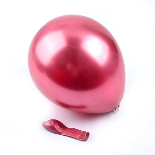 Image of Chrome Metallic Balloons Red 100 pcs Glossy Latex Balloon for Birthday Decoration Kit Wedding, Anniversary Floral Garland 10 Inch Helium Supported