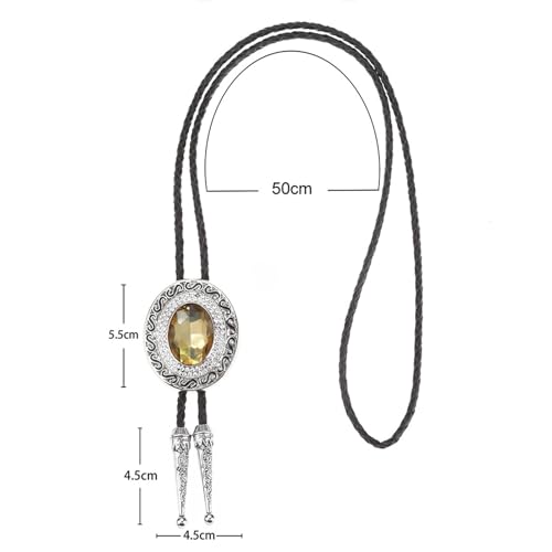 Image of Western Bolo Tie Cowboy Bolo Ties Rhinestone Necklace Bola Tie for Men Women