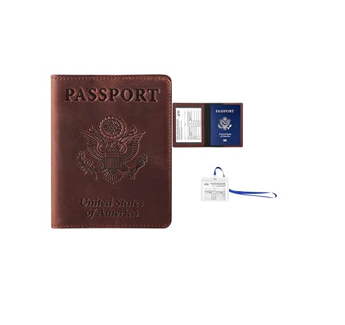 Passport and Vaccine Card Holder Combo,Ultra Slim Passport Holder for Women Men, PU Leather Passport Wallets Passport Covers Protector with Waterproof Vaccine Card Slot