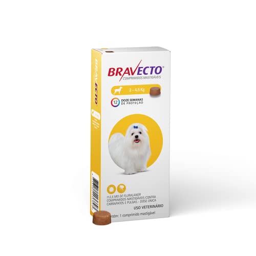 Bravecto® Cães 112,5mg Antipulgas e Carrapatos Cães de 2 a 4,5kg 1 Comp. Mastigável MSD Saúde Animal