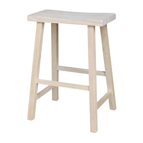 Taburete Asiento Silla de Madera Maciza IC INTERNATIONAL CONCEPTS, 24", Sin terminar miniatura 1