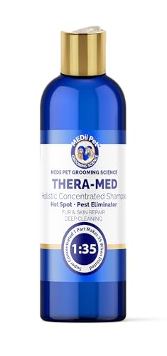 Image of THERA-MED Hypoallergenic Dog Shampoo - Natural Scent, Easy Rinse, Medicated Itch Relief, Vet-Grade Quality - 16 Oz Makes 4 Gallons - for Sensitive Dogs - Trusted Grooming Solution