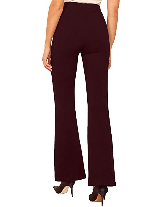 Image of Dream Beauty Fashion Women's High Waist Bell Bottom Trouser, Elastic Flared Bootcut Pants, Stretchy Parallel Leg for Casual Office Work wear