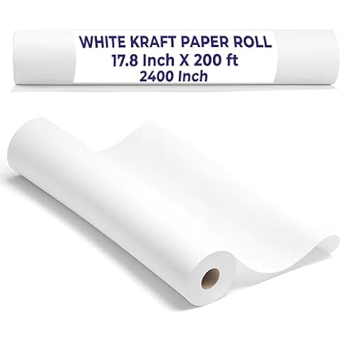 Purple Papers White Kraft Paper Roll | 17.8" x 200 ft Arts and Crafts Thick Paper for Painting - Wall Decor, Bulletin Boards - Gift Wrapping - Wall Art - Kids Art Paper Cover
