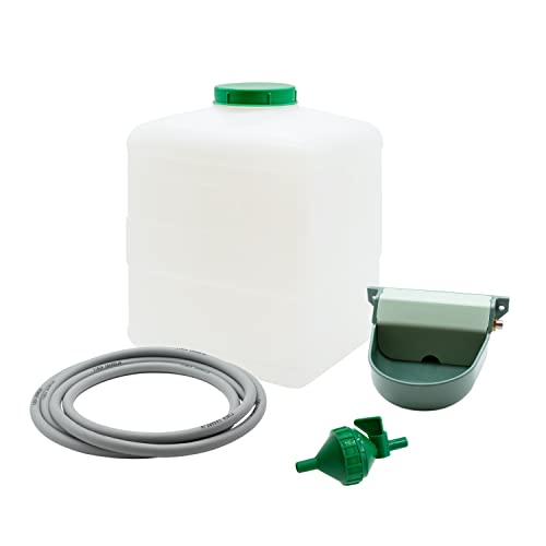 Kit Bebedero Automático para Animales (20L) - para Gallinas, Faisanes, Perros - Incluye Depósito + Tubo + Llave con Filtro + Bebedero automático