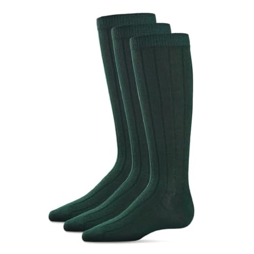 MeMoi Boys Basic Ribbed Crew Socks 3-Pack Hunter Green 6-7