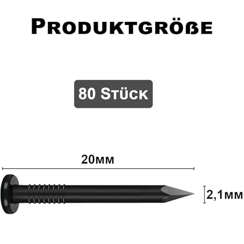 ORTAVA 80 Stück Nägel 20mm, Stahlnägel für Bilder, Nägel für betonwände, Holzarbeiten, Ziegelstein, Holznägel, Wandnägel für Bilder