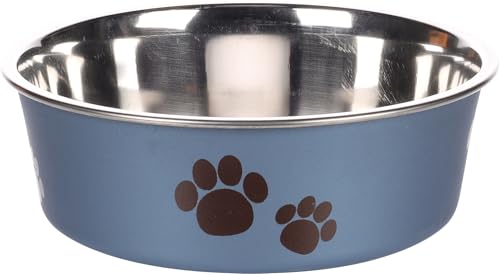 Hundenapf personalisiert aus Edelstahl S 450 ml Dunkelblau – rutschfest, leicht & hygienisch – Futter- & Wassernapf mit Namen für kleine Hunde & Katzen
