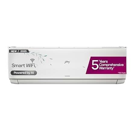 Godrej 1.5 Ton 3 Star (5 Years Comprehensive Warranty) 5-In-1 Convertible Cooling Inverter Split AC (Copper, Model, Heavy Duty Cooling at 52 °C, AC 1.5T EI 18A3T PYA IVBL IOT, White)