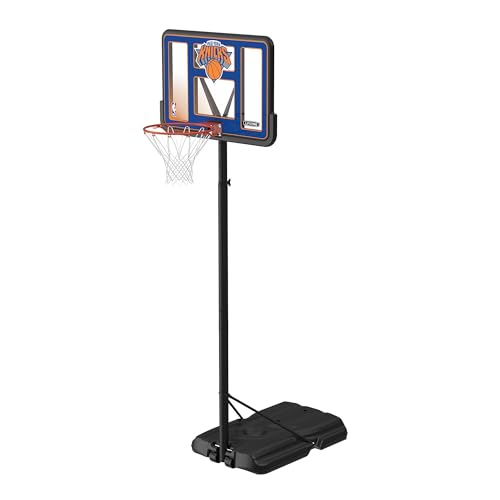 Image of Lifetime NBA New York Knicks Portable Basketball Hoop, Adjustable Height 7.5-10 Ft, 44 Inch Shatterproof Fusion Backboard, Base with Wheels