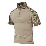 MAGCOMSEN Outdoor Military Combat Slim Fit Shirt Short Sleeve with Zipper