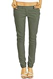 bestyledberlin BE Styled Damen Chinos - Stoffhosen, röhrige hüftige Passform, mit Stretch h15a 38/M Khaki