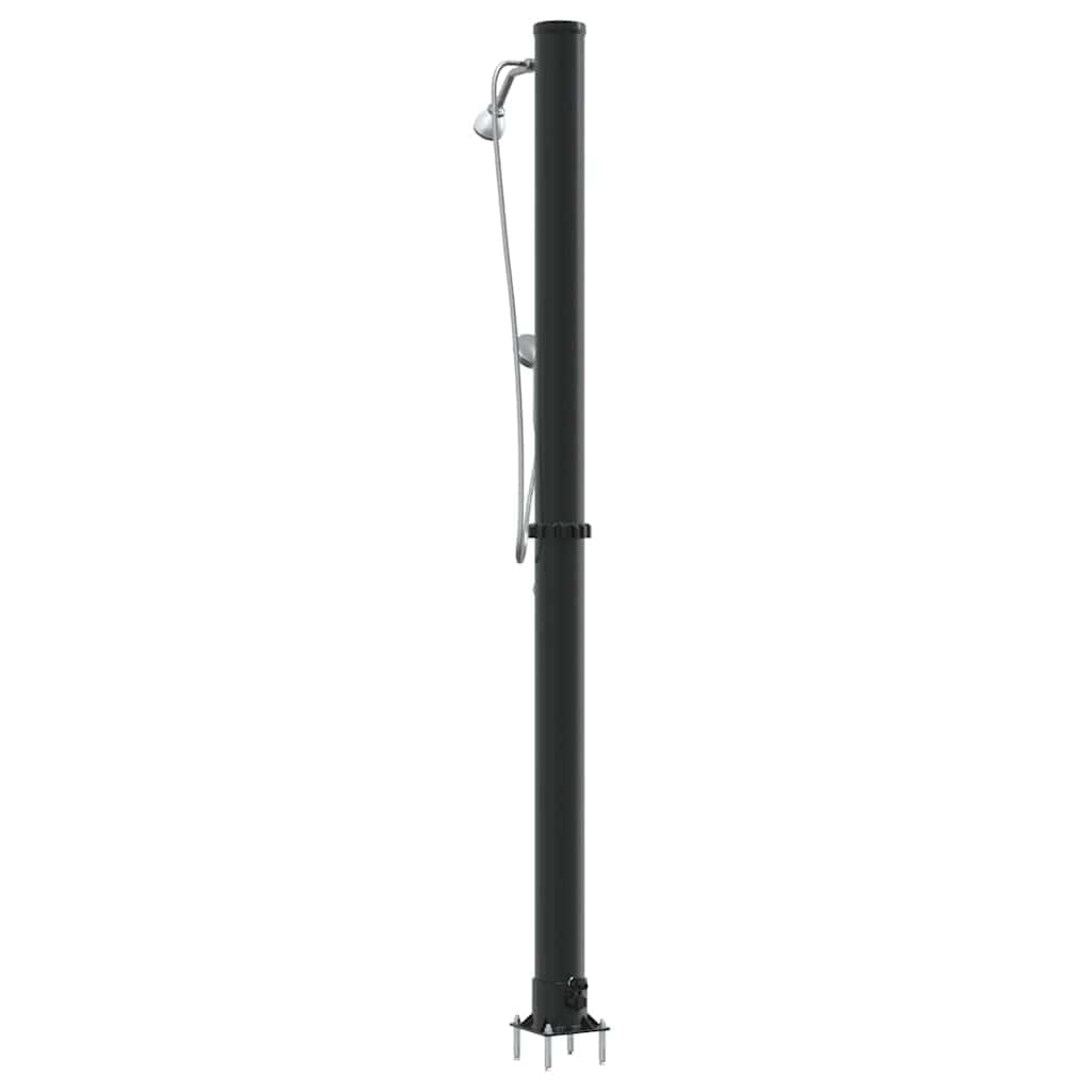 Doccia solare da esterno nera, 217 cm, in PVC e alluminio, con soffione regolabile, alimentata a energia solare per giardino, terrazza, piscina, vasca idromassaggio, spa, come pratico