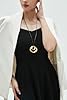 joymiao Large Pendant Necklace for Women Hippie Boho Long Black Cord Necklace with Gold Double Layer Circle Statement Pendant #2