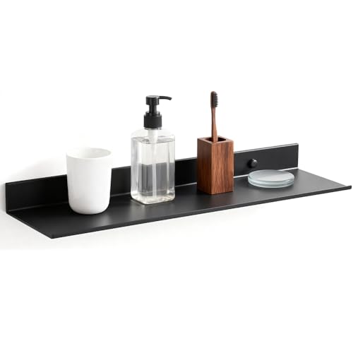 VGECEE Étagère Murale Noire 40cm Étagères Flottantes avec Vis - 40 x 12 cm - Tablette Flottante Étagère Murale pour Tableau Flottantes en Space Aluminum...