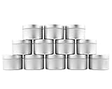 Corncuopia 4-Oz Small Candle Tins (12-Pack); Metal Storage Containers w/Slip-On Lids for Candle...