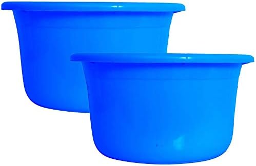 Kuber Industries 2 Pieces Unbreakable Plastic Multipurpose Bath Tub/Washing Tub 35 LTR (Blue)-KUBMART11729
