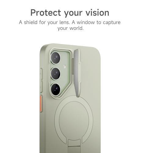 Image of SURITCH for Samsung Galaxy S24 Plus Phone Case, Magnetic Protective Cover with Camera Cover & Adjustable Metal Kickstand for Galaxy S24 Plus (2024)-Sage Green