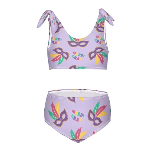 Mardi Gras Carnival Color Mask Girls Swimsuits 2 Piece Swimwear Bikini Set Bathing Suit for Girl Kids 3T Multicolor