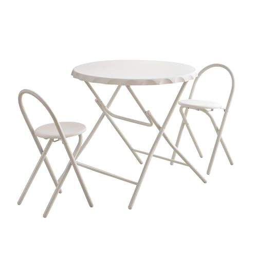 オーエスジェイ(OSJ) ダイニングテーブルセット2人用 3点セット 折りたたみ コンパクトサイズ 丸テーブル 二人 ダイニング テーブル 省スペース 2人 おしゃれ 完成品 品質保証