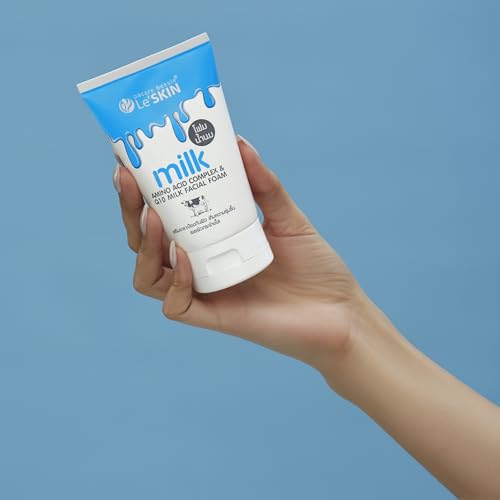 Image of Le'SKIN Hydrating Face Wash - Milk Protein Facial Foam, Brightening & Deep Cleansing - Suitable for All Skin Types - 100 ml, Made in Thailand