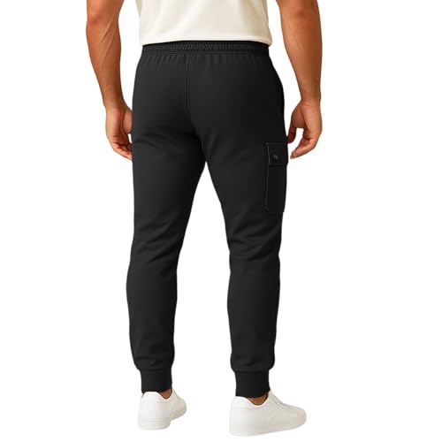 Cargo Sweatpants for Men Casual Classic Golf Fleece Lined Joggers Outdoor Hiking Cargo Scrub Pants with Zip Pockets2