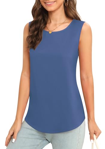 Image of Women's Sleeveless Chiffon Tank Top Business Casual Blouse Tunic Top