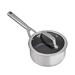 Ninja ZEROSTICK Stainless Steel Cookware 16cm Saucepan, Long Lasting, Non-Stick, Induction Compatible, Saucepan, Oven Safe to 260°C, Cast Stainless Steel Handle C60216UK