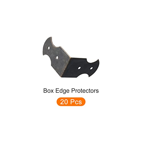 Image of METALLIXITY Box Corner Protectors Decorative(24mm /0.94 inch) 20Pcs, Metal Wood Case Edge Guard - for Furniture Table Wood Case, Bronze