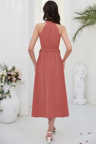 Grace Karin Women'S Summer Halter Neck Dresses Sleeveless Trendy Casual Long Boho Ruffle Sundress Pink Xl thumb #4