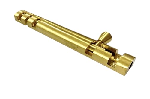 Image of inchBRASK inch Brass Tower Bolt Xylo Heavy - Golden Satin Finish with Screws | Door Latch - Chitkani for Doors & Windows | Xylo Heavy Tower Bolts | Kundi /Chitakni /Latch /Chitkini (6 Inches, 1, Piece)