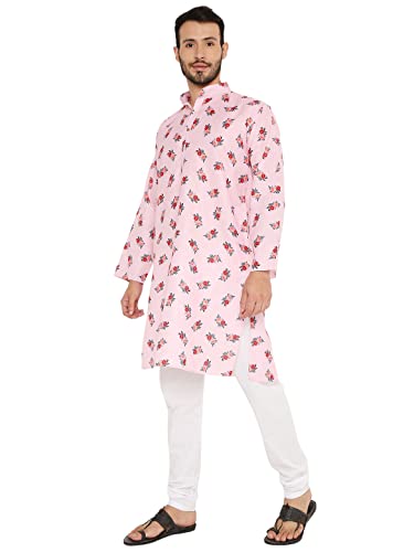 Image of Maharaja Floral Printed Linen Kurta Pyjama Set for Men