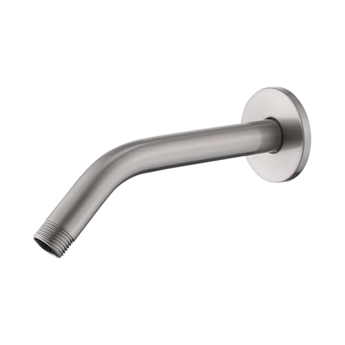 Migepu 8-inch Wall-Mounted Shower Arm with Flange and Teflon Tape Brushed nickel Shower Arm Extension Used to Fix and Extend the Shower Head (Brushed nickel)