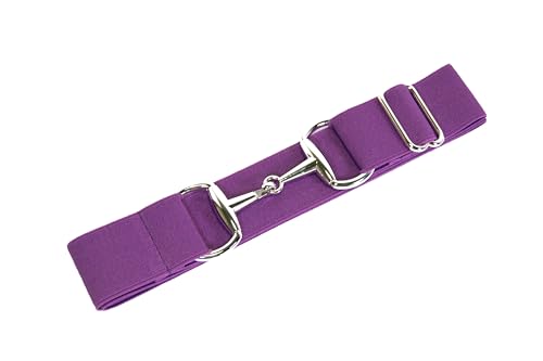 Kids 1.5 inch Elastic Equestrian Belt, Horse Riding Belt with Silver Buckle, Belt for Riding Breeches Girls (Purple), Adjustable