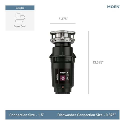 Image of Moen GXP33C Lite Series PRO 1 /3 HP Continuous Feed Garbage Disposal, Power Cord Included, Black (Pack of 2)