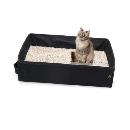 ifundom Box Waterproof Cat Litter Basin Cat Toilet Portable Litter Tray Kitten Litterbox Pet Toilet Black