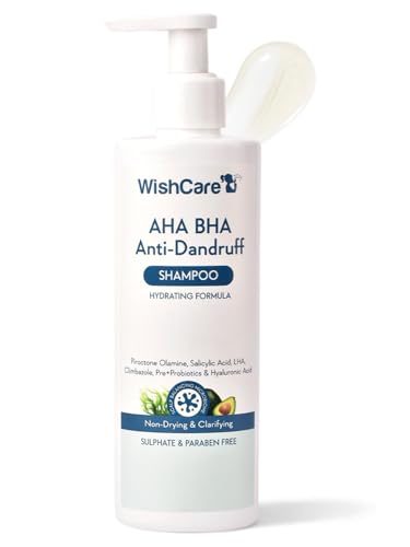 WishCare Hydrating Anti Dandruff Shampoo | 100% Dandruff Reduction | Removes Flakes & Hydrates Scalp | Proven Clinically | Piroctone Olamine, Salicylic Acid, AHA & BHA | Paraben & Sulphate Free | For Women And Men | 250ml