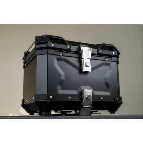 Image of Aluminium Top Box 45L with Backrest | Motorcycle Rear Storage Luggage Box | Black Finish | Universal Fit