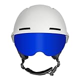 HYSTERESIS Casco H-Shock con Visor. Casco de esquí y Snowboard con Visor | Color: Blanco | Lente Azul Efecto Espejo | Talla: L | Medida Cabeza: 58-61 cm | 100% Antivaho y protección UV400.
