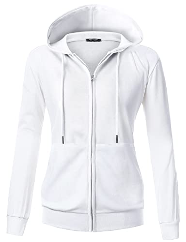Image of GIVON Womens Casual Zip Up Hoodie Cotton Blend Soft Fabric Basic Layering Hooded Jacket with Kangaroo Pocket