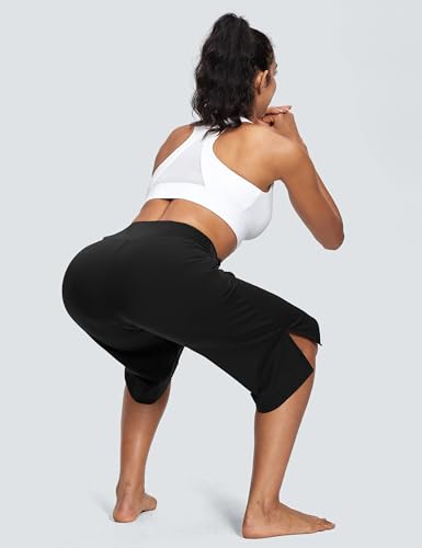 Image of ISEEGZ 15 inch /18 inch /21 inch Capri Pants for Women High Waist Wide Leg Yoga Capris with Pockets Stretchy Loose Fit Casual Workout