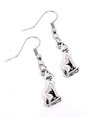 Eclectic Shop Uk Earrings Bast Bastet Egyptian Cat Front Facing 3D Design Simply Unique Gift