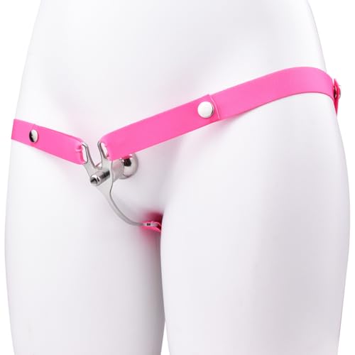 YILUQIFLY Chastity Devices Clip with Auxiliary Strap Flat Negative Chastity Belt Locked Cock Cage Adult Penis SM Bondage Sissy Sex Toys for Men & Gay (Pink 3234)