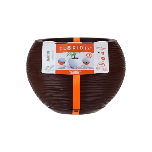 Floridis Florence Planter Brown Stone Effect 7.48 inches high x 10.62 inch diameter