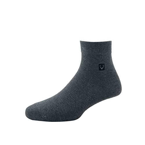 Image of Allen Solly Mens Cotton Quarter Length Socks (Pack Of 3) Black, Denim Grey Melange, Anthra Melange